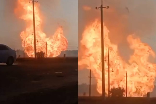 Видео: В Каракалпакстане загорелся один из газопроводов