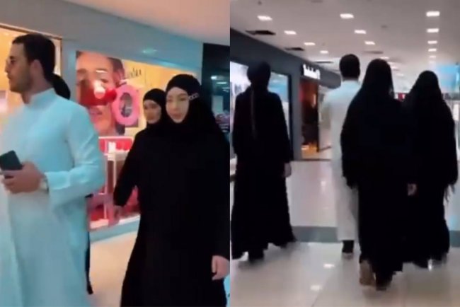 В одном из ТРЦ Ташкента заметили «шейха» с тремя жёнами — видео